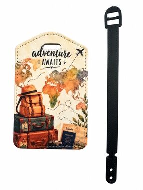 Adventure Luggage Tag for Suitcase – PU Leather Travel Bag Tag with Privacy...